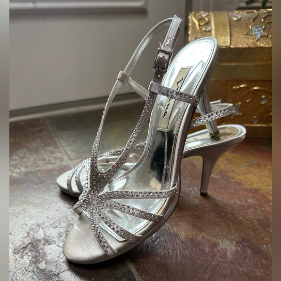 NINA Silver Rhinestone Ankle Strap Pump - Picture 2 of 5